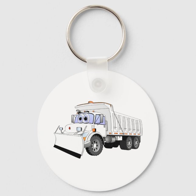 White Dump Truck Cartoon Key Ring (Front)