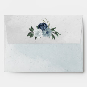 white dusty blue & navy flowers greenery envelope
