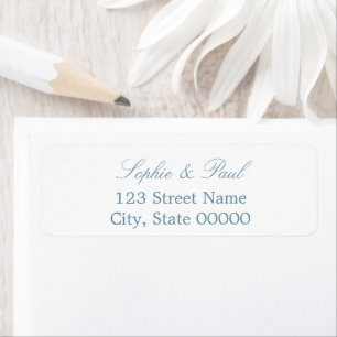 White Dusty Blue Return Address Label