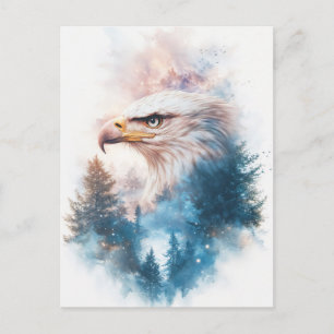 White Eagle and Evergreen Forest Sunset Postcard