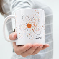 White earthy orange modern florals name script