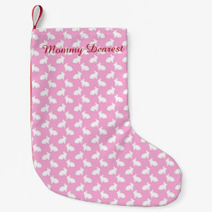 White Easter Bunnies on Pink Small Christmas Stocking