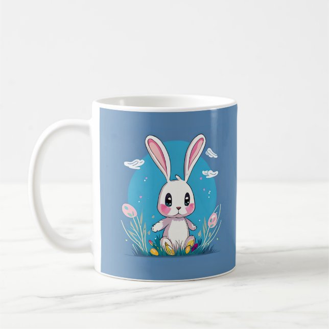 White Easter Bunny Coffee Mug (Left)
