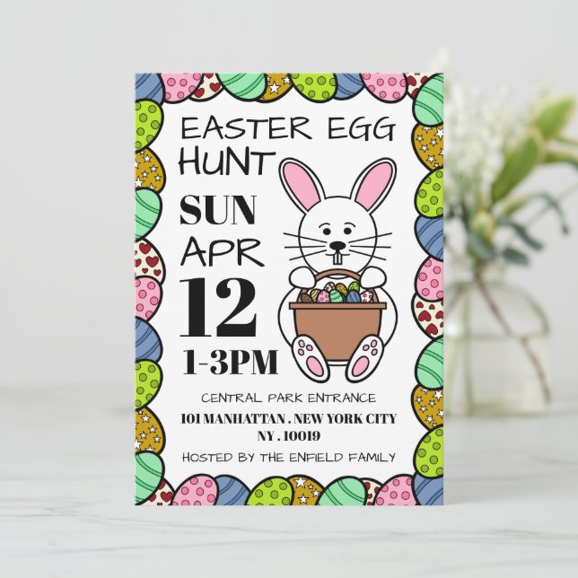 White Easter Bunny, Easter Egg Hunt Announcement (Standing Front)