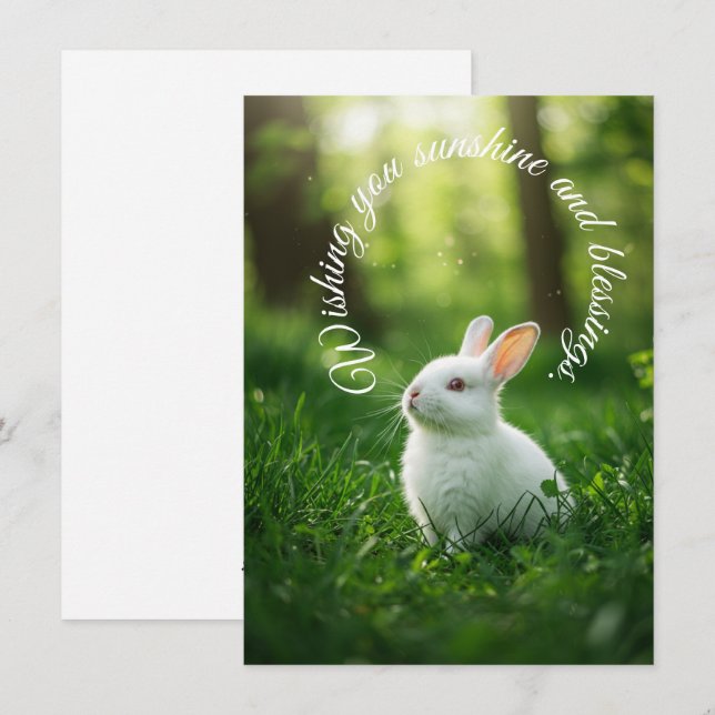 White Easter Bunny Holiday Card (Front/Back)