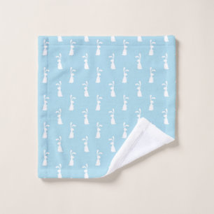 White Easter Bunny Rabbit Ears Pastel Blue Spring Wash Cloth