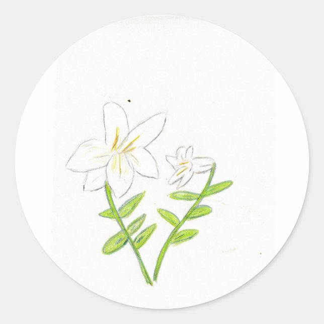 White Easter Lily  Classic Round Sticker (Front)