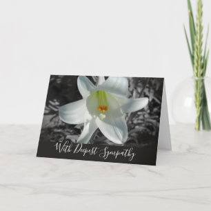 White Easter Lily Deepest Sympathy Card
