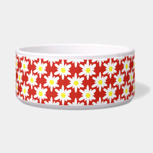 White Edelweiss Flowers Pattern in Red