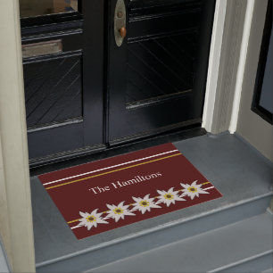 White Edelweiss On Red Doormat