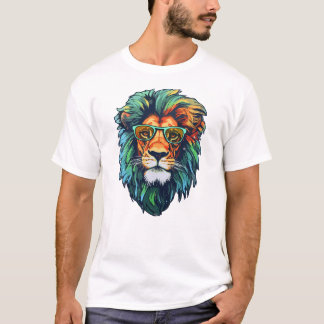 White Editable Man T-Shirt - Lion