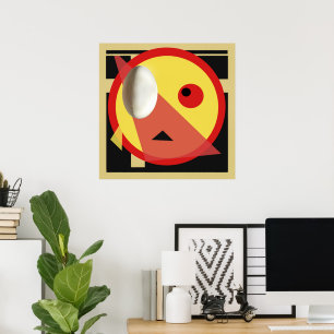 White Egg Modern Bauhaus Design Poster