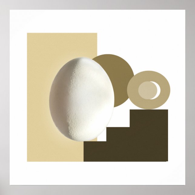 White Egg Modern Bauhaus Design Poster (Front)