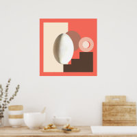White Egg Modern Bauhaus Salmon Design