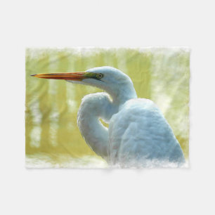 White Egret 1 Fleece Blanket