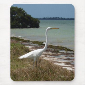White Egret 2 Mousepad