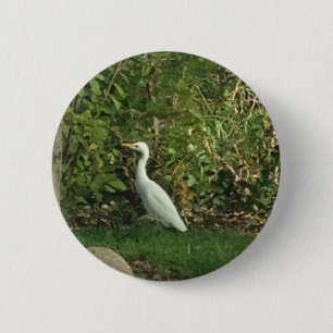 White Egret 6 Cm Round Badge