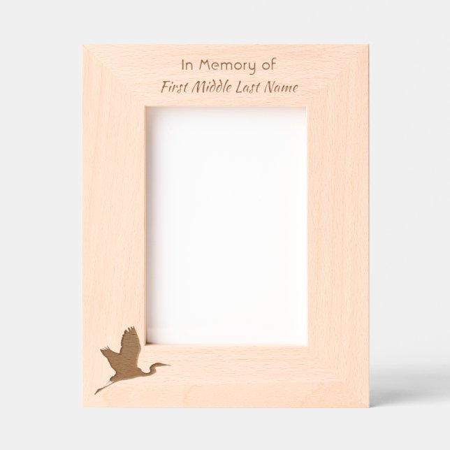  White Egret Bird Memorial Keepsake  Etched Frames (Front)