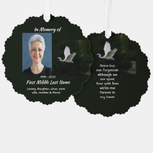  White Egret Bird Memorial Keepsake  Tree Decoration Card