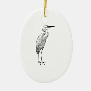 White Egret Ceramic Tree Decoration