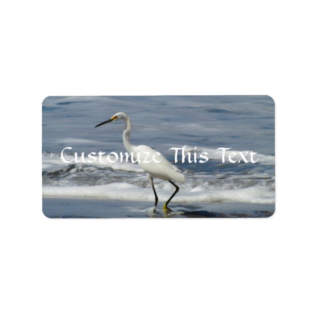 White Egret Fishing Label (Front)