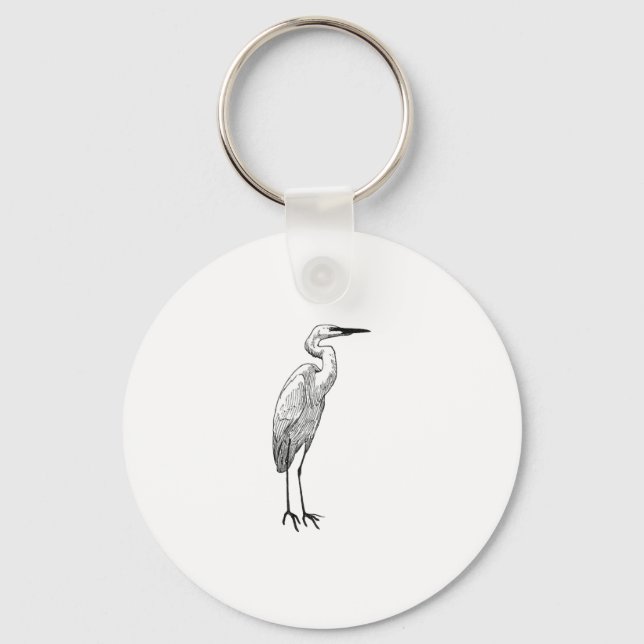 White Egret Key Ring (Front)
