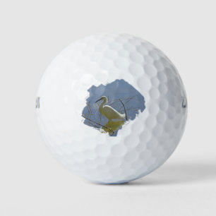 White Egret Photo Elegant Bird Calm Water Nature Golf Balls