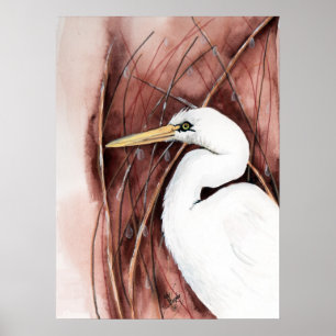 White Egret Poster
