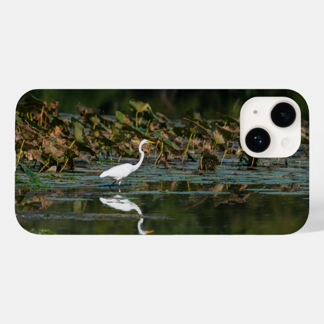 White Egret Reflection iPhone Case (Back (Horizontal))