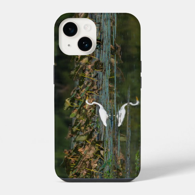 White Egret Reflection iPhone Case (Back)