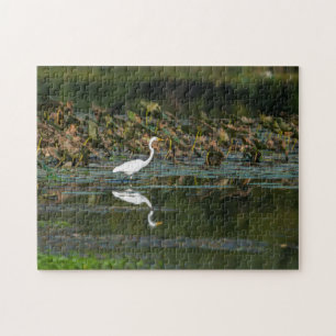 White Egret Reflection Jigsaw Puzzle