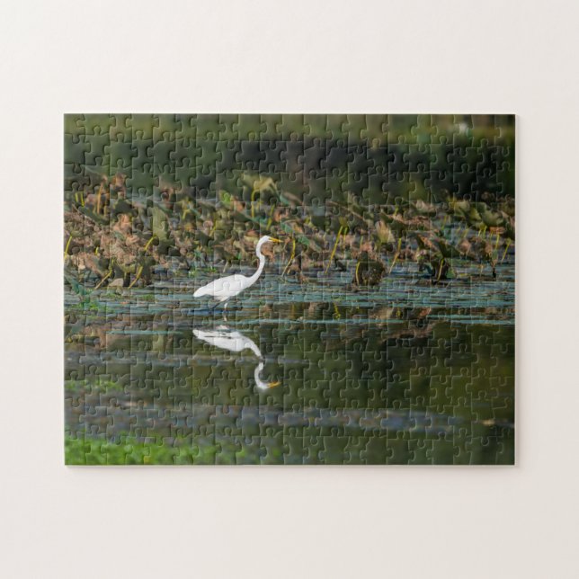 White Egret Reflection Jigsaw Puzzle (Horizontal)