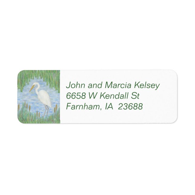 White Egret return address label (Front)