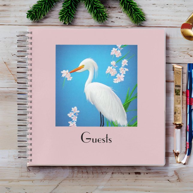 White Egret with Sakura Cherry Trees Guest Notebook (Creator Uploaded)