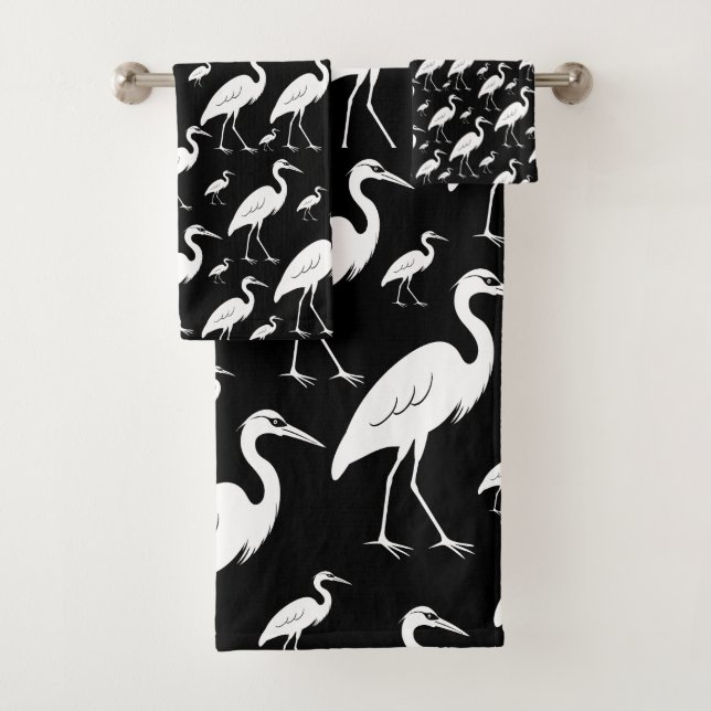 White egrets  bath towel set (Insitu)