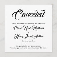 White Elaborate Cancelled Wedding Announcement