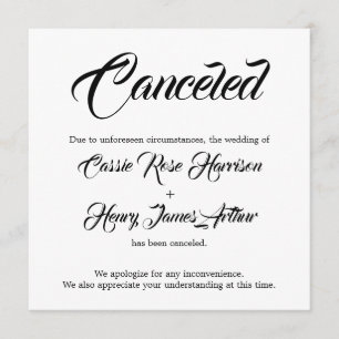 White Elaborate Cancelled Wedding Announcement