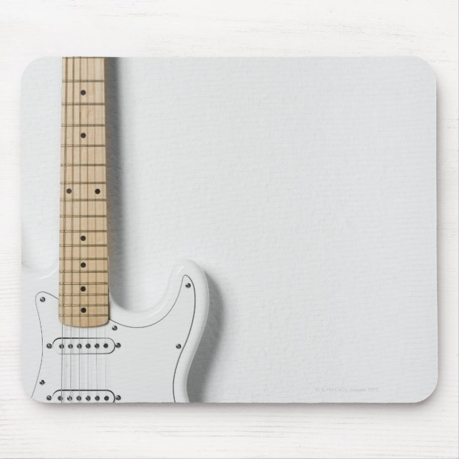 White Electric Guitar 3 Mouse Pad (Front)