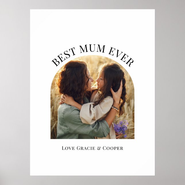 White elegant arch photo typography best mum poster (Front)