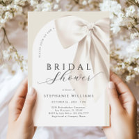 White Elegant Bow Arch Bridal Shower Invitation