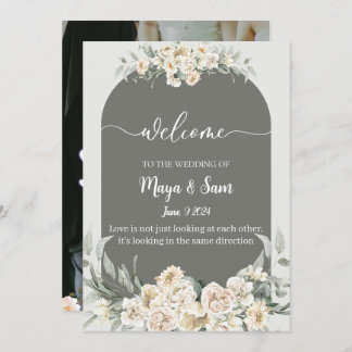 White elegant classic photo wedding  invitation
