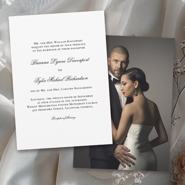 White Elegant Classic Wedding Parents Host Invitation (Creator Uploaded)
