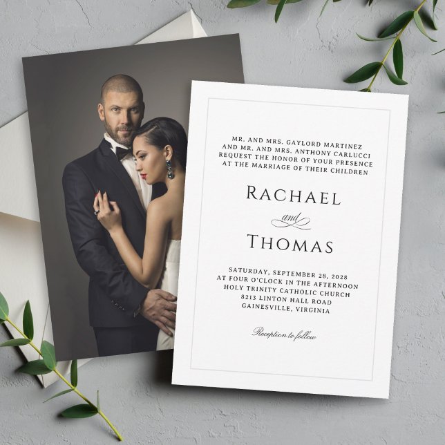 White Elegant Classic Wedding with Photo Invitation (Creator Uploaded)
