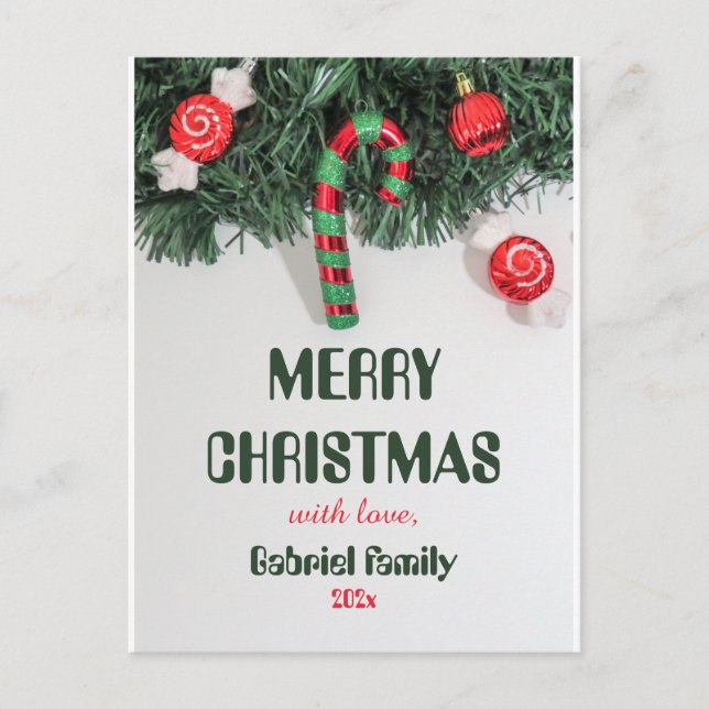 white elegant family christmast customise holiday postcard (Front)