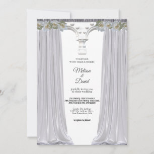 White Elegant Floral Greek Arch Wedding Invitation