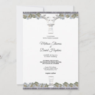 White Elegant Floral Greek Arch Wedding Invitation