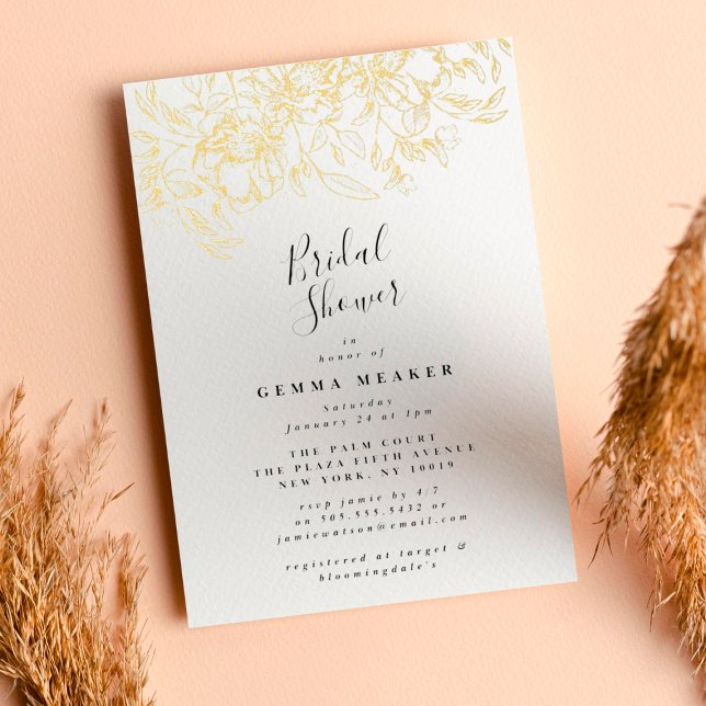 White Elegant Gold Botanical Bridal Shower (Creator Uploaded)