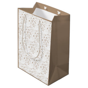 White Elegant Gold Star Holiday new year Gifts Medium Gift Bag