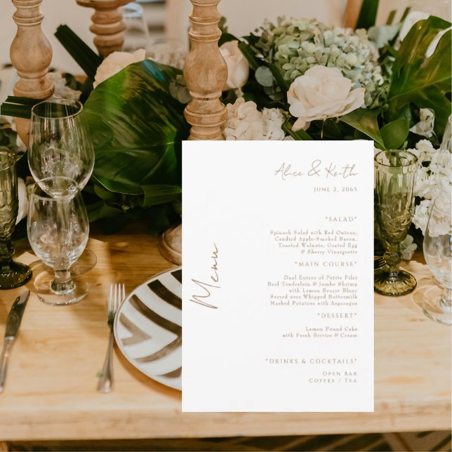 White Elegant Gold text Wedding  Menu (Creator Uploaded)