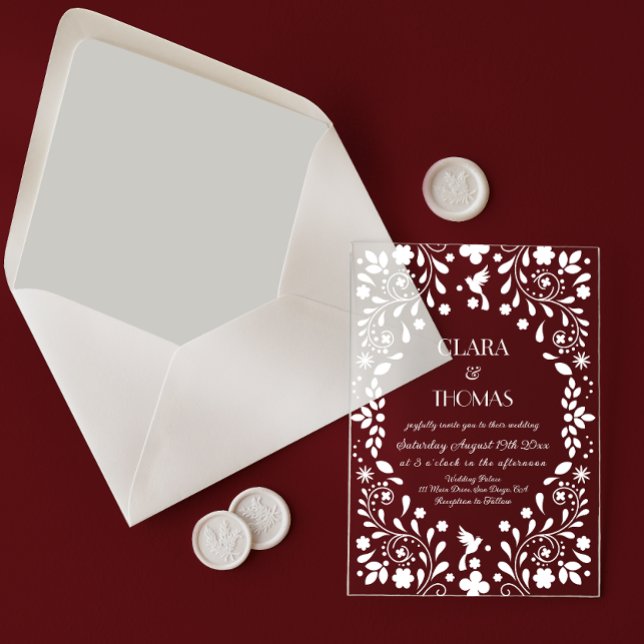 White Elegant Mexican Fiesta Wedding Acrylic Invitations (Creator Uploaded)